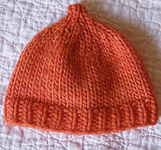 hat; cap  free knitting pattern; Malabrigo Worsted Yarn, color #152 tiger lily