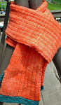 ribbed scarf free knitting pattern; Malabrigo Worsted Yarn, color #152 tiger lily