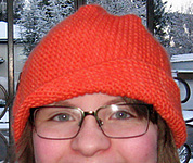knitted cap; Malabrigo Worsted Yarn, color #152 tiger lily