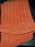scarf free knitting pattern; Malabrigo Worsted Yarn, color #152 tiger lily