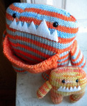 knitted stuffed animal toys; Malabrigo Worsted Yarn, color #152 tiger lily