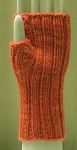 fingerless glove, mitten;  Malabrigo Worsted Yarn, color #152 tiger lily