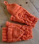 knitted mittens; calabrigo Worsted Yarn, color #152 tiger lily