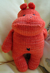 knitted animal toy; Malabrigo Worsted Yarn, color #152 tiger lily