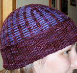 Malabrigo Worsted Yarn, color 204 velvet grapes, 2-color hat