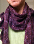 Malabrigo Worsted Yarn, color 204 velvet grapes, ruffle scarf
