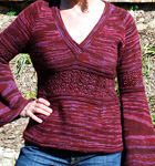 Malabrigo Worsted Yarn, color 204 velvet grapes, pullover sweater