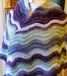 Malabrigo Worsted Yarn, color 204 velvet grapes, crocheted shwal