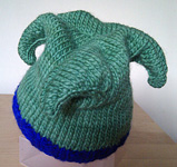 baby jester hat; Malabrigo merino Worsted Yarn, color 117 verde adriana