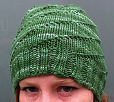 handknit hat, cap free knitting pattern; Malabrigo merino Worsted Yarn, color 117 verde adriana