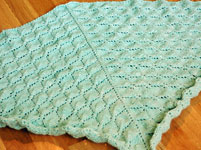 knit blanket; Malabrgo Merino Worsted yarn, color 83 water green