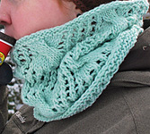 colw neck lace scarf; Malabrgo Merino Worsted yarn, color 83 water green