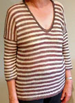 Handkknit pullover striped sweater with pattern  hint of summer by Isabell Kraemer