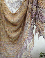 Malabrigo Silkpaca Yarn color arco iris knit lace shawl
