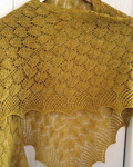 Malabrigo Silkpaca Yarn color frank ochre knit lace shawl