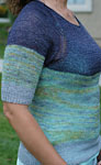 Malabrigo Silkpaca Yarn color indiecita and paris night knit striped pullover sweater