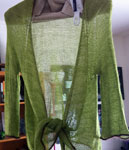 Malabrigo Silkpaca Yarn color lettuce knit open front cardigan