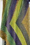 Malabrigo Silkpaca Yarn color paris night and pearl ten striped shawl