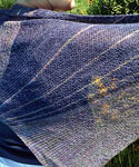 Malabrigo Silkpaca Yarn color paris night striped shawl