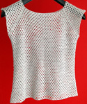 Crochet short sleeve top in Silkpaca color pearl