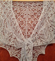 Malabrigo Silkpaca Yarn color polar morn knit lace shawl