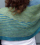 Malabrigo Silkpaca Yarn color teal feather knit striped shawl