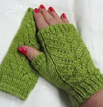 Malabrigo Silky Merino Yarn color lettuce hand knit gloves