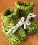 Malabrigo Silky Merino Yarn color lettuce hand knit booties