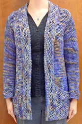 Open Front Cargigan crocheted with Malabrigo Silky Merino color lluvia