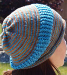 Drizzle slouch hat by Mel Ski in Malabrigo bobby blue and acorn