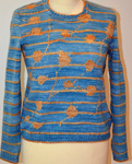 Chinoiserie pullover sweater by Boadicea Binnerts in Malabrigo bobby blue