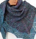 Hank knit scarf/shawl with Malabrigo Merino Sock Yarn color aguas
