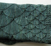 Hank knit scalloped scarf/shawl with Malabrigo Merino Sock Yarn color aguas