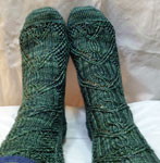 Hank knit socks with Malabrigo Merino Sock Yarn color aguas