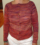 Hand-knit Cardigan Sweater with Malabrigo merino Sock Yarn color archangel