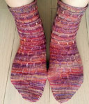 Hand-knit fair isle socks with Malabrigo merino Sock Yarn color archangel