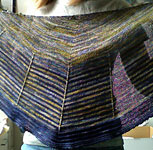 Hand knit striped multi-colored scarf/shawl knit with Malabrigo Sock yarn color azules and turner