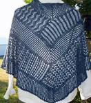Hand knit scarf/shawl knit with Malabrigo Sock yarn color azules