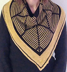 Barndom scarf/shawl/wrap by Stephen West in Malabrigo sock yarn black and ochre