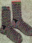 Barbara Walker multip-color sock pattern