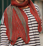 Hand-knit scarf/shawl with Malabrigo Merino Sock Yarn color botticelli red and aquas
