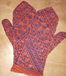 Hand-knit fair isle mittens with Malabrigo Merino Sock Yarn color botticelli red