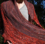 Hand-knit scarf/shawl with Malabrigo Merino Sock Yarn color botticelli red