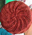 Hand-knit hat/tam with Malabrigo Merino Sock Yarn color botticelli red