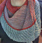 Hand-knit striped scarf/shawl with Malabrigo Merino Sock Yarn color botticelli red