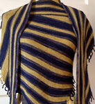 Hand-knit shawl/scarf made with Malabrigo Merino Sock Yarn color ochre and candombe