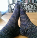 hand knitted socks made with Malabrigo Sock Yarn  color candombe