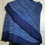 Hand knit striped scarf/shawl knit with Malabrigo sock yarn cote d azure and azules