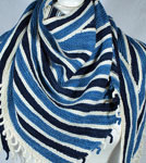 Hand knit striped fringed scarf/shawl knit with Malabrigo sock yarn cote d azure