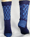 Hand knit fair isle socks knit with Malabrigo sock yarn cote d azure